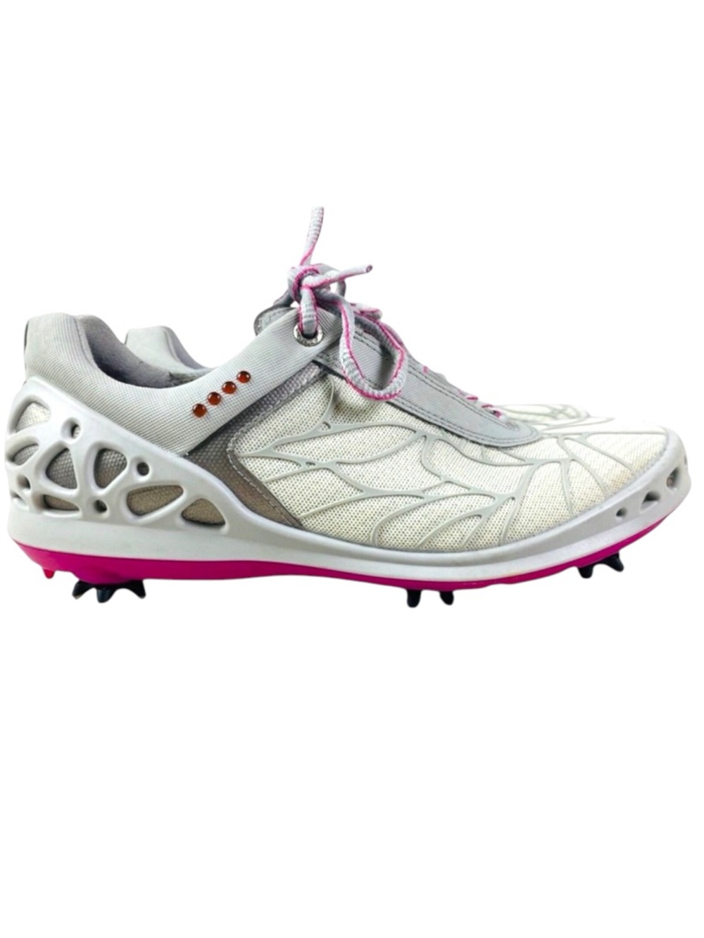 Ecco White and Pink Women's Golf Spike Sneakers